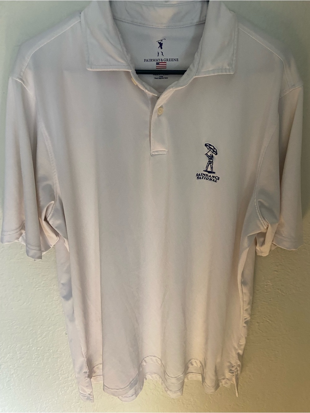 Raindance National Men’s Golf Polo Fairway Greene White Short Sleeve Size Large
